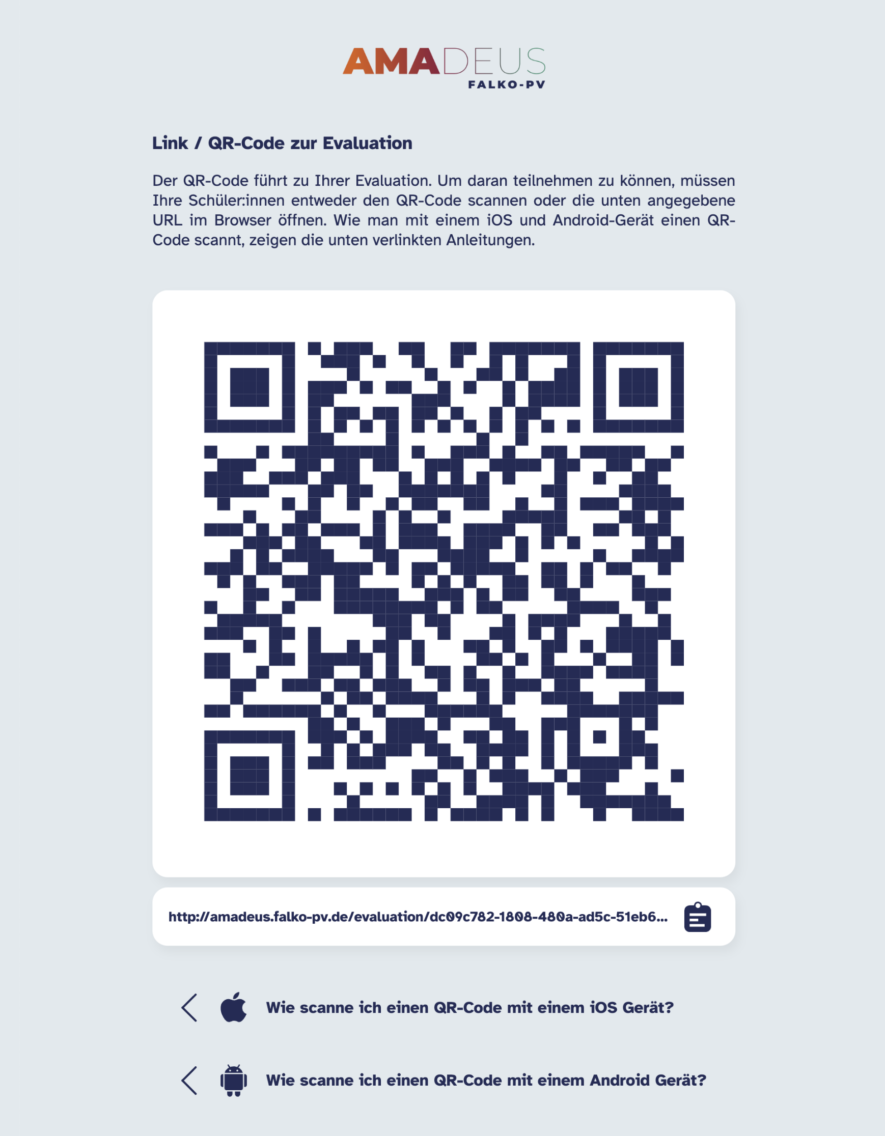 AMADEUS Web App Zur Unterrichtsevaluation